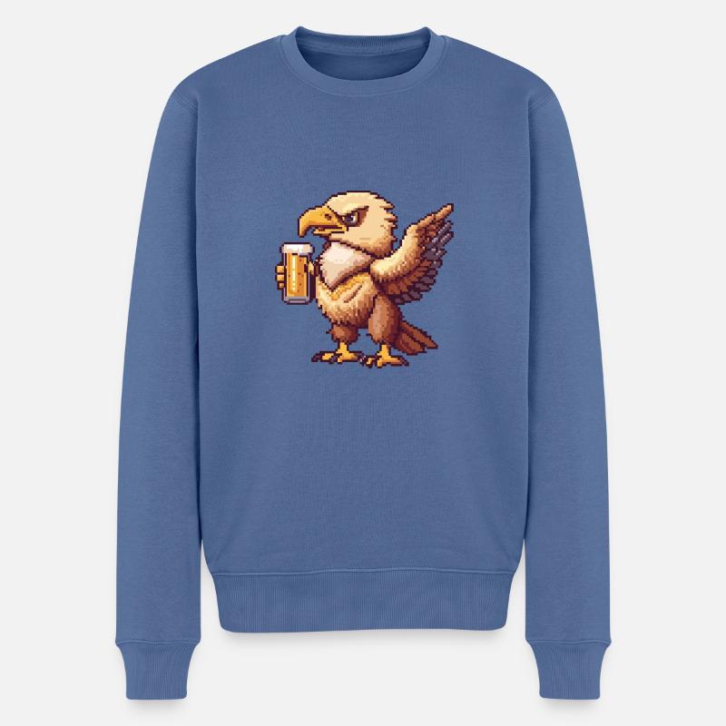 Adler Bier Pixel - Männer Premium Bio Pullover - Taubenblau