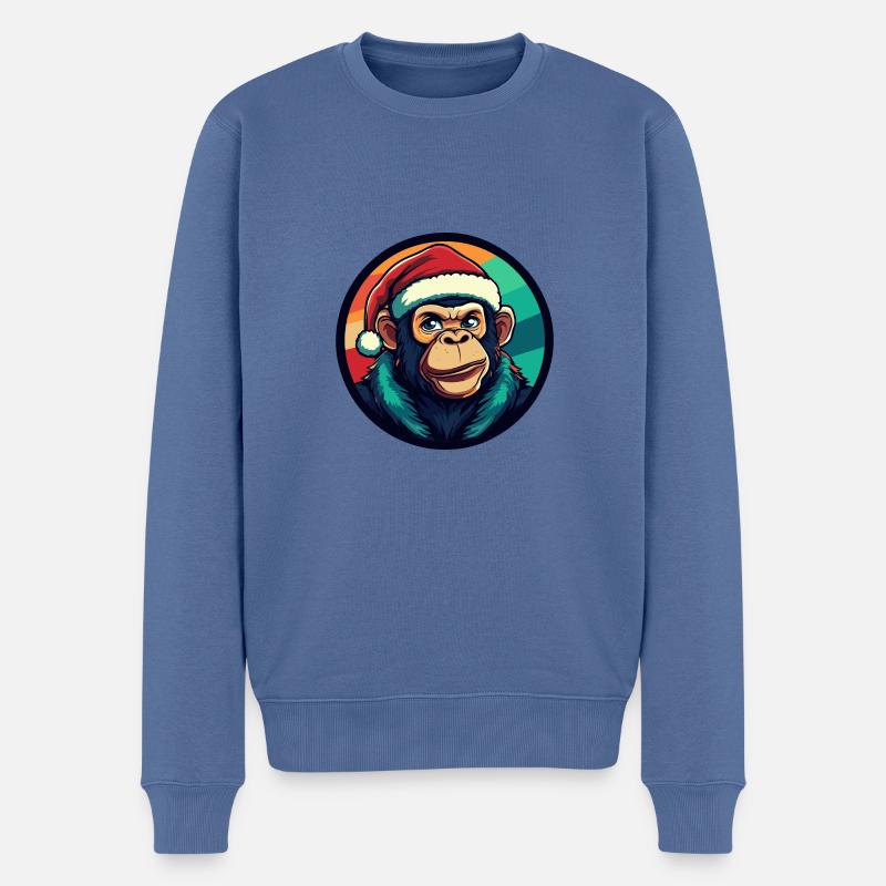 Singe Noël Noël - Pull Premium bio Homme - bleu pigeon