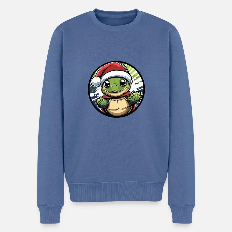 Schildkröte Weihnachten Christmas - Männer Premium Bio Pullover - Taubenblau