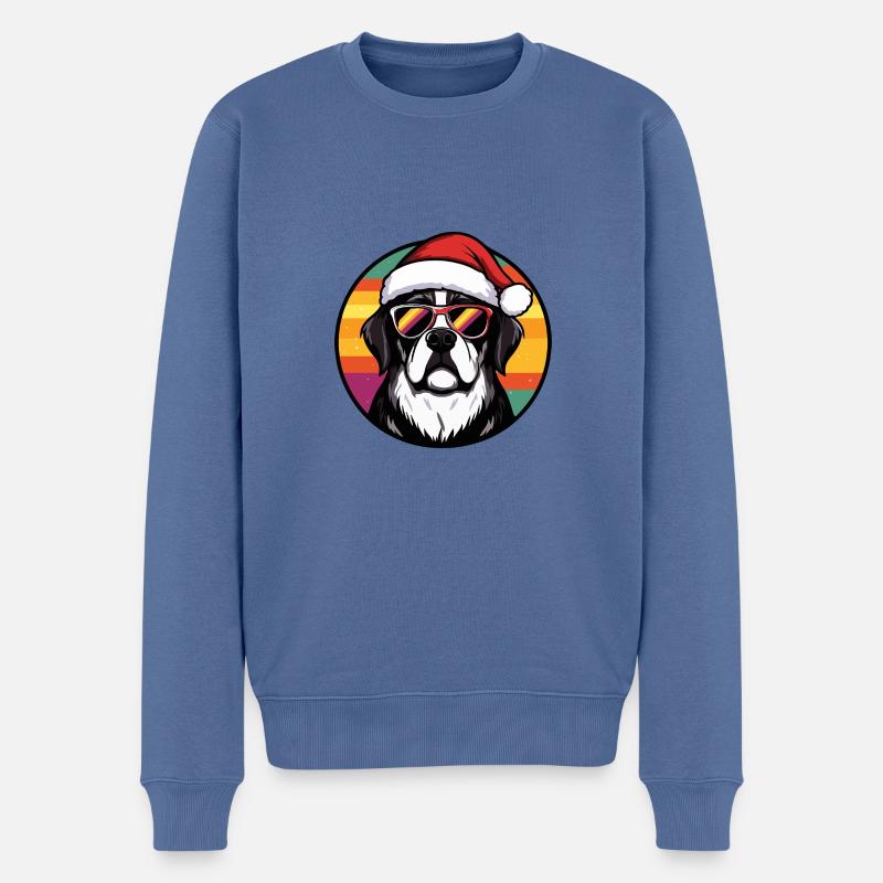 Saint Bernard Chien Noël Cool - Pull Premium bio Homme - bleu pigeon