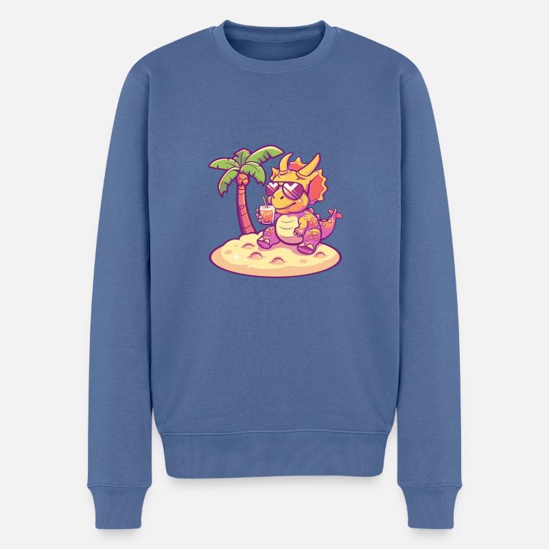 Dinosaurier triceratops Sommer - Männer Premium Bio Pullover - Taubenblau