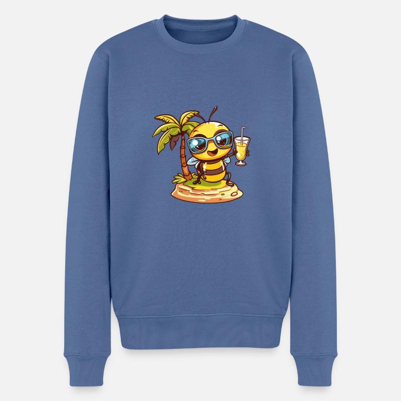 Biene Sommer Strand Comic - Männer Premium Bio Pullover - Taubenblau