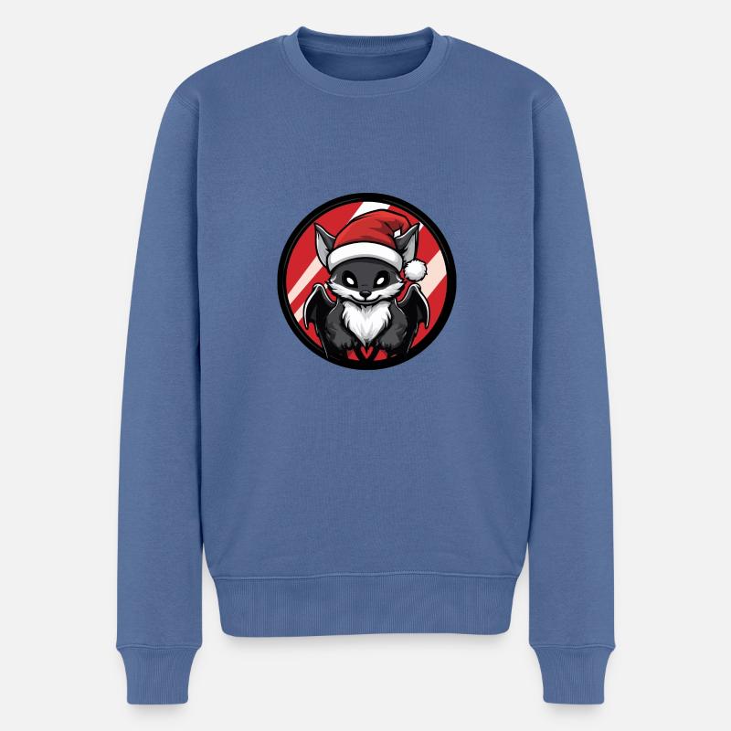 Fledermaus Weihnachten Christmas - Männer Premium Bio Pullover - Taubenblau
