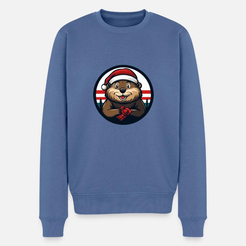 Biber Weihnachten Christmas - Männer Premium Bio Pullover - Taubenblau