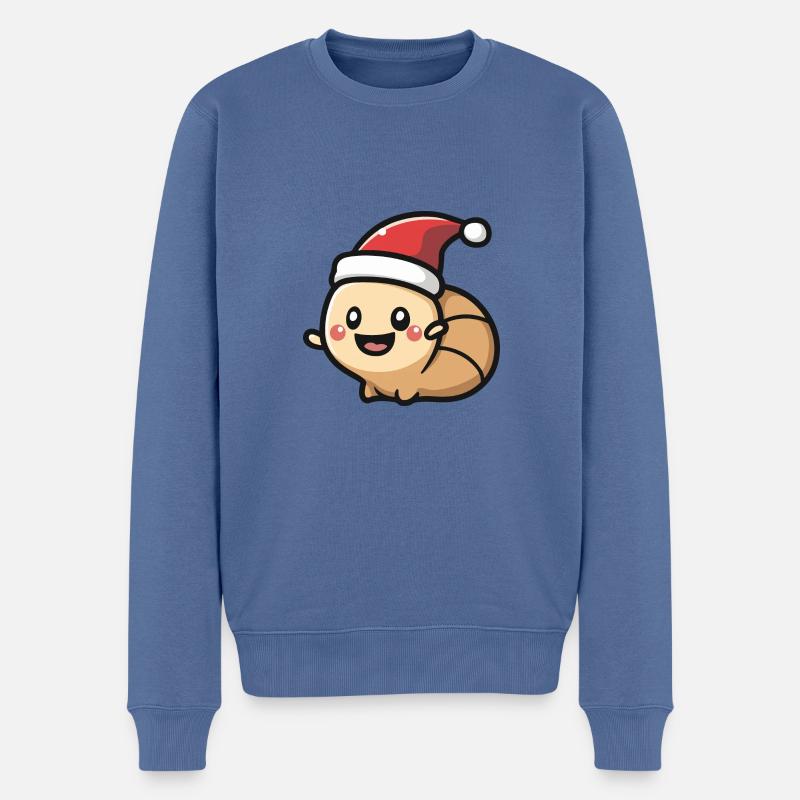 Escargot Noël Mignon - Pull Premium bio Homme - bleu pigeon