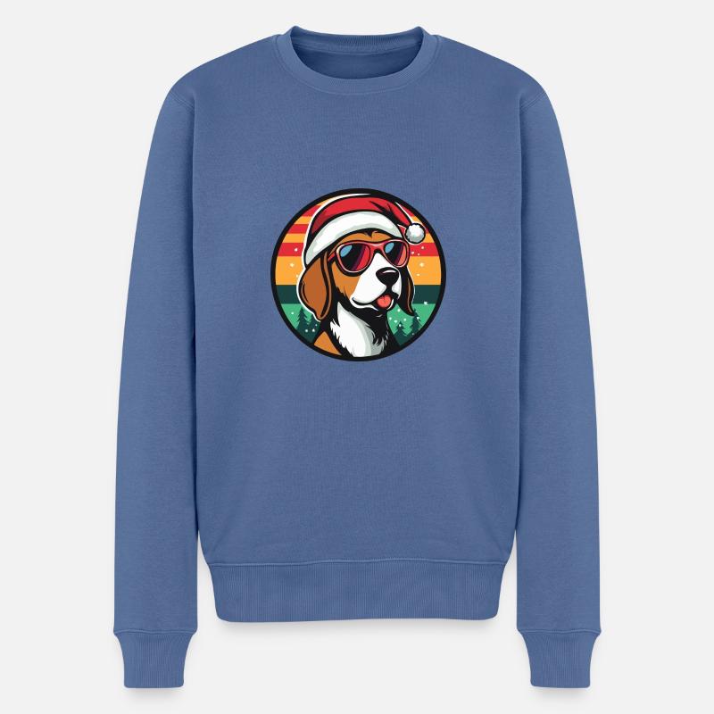 Beagle chien Noël cool - Pull Premium bio Homme - bleu pigeon