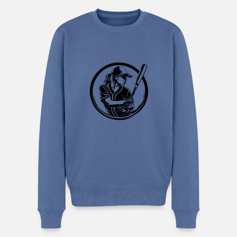 Baseball Silhouette - Männer Premium Bio Pullover - Taubenblau