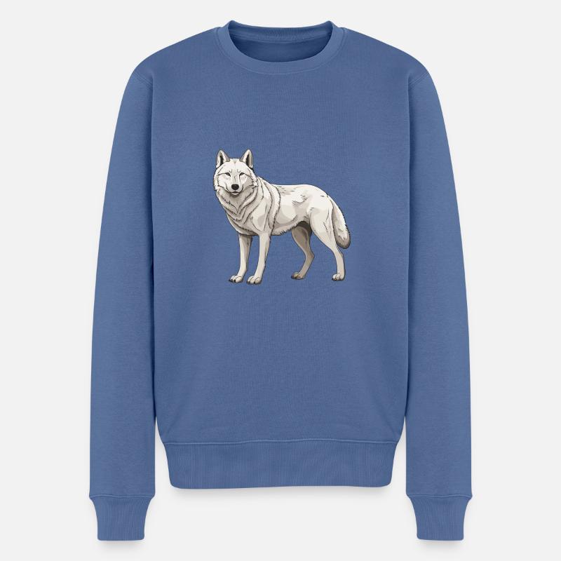 Wolf Tier - Männer Premium Bio Pullover - Taubenblau