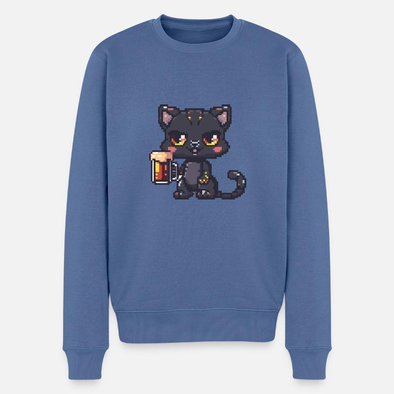Panther Bier Pixel - Männer Premium Bio Pullover - Taubenblau