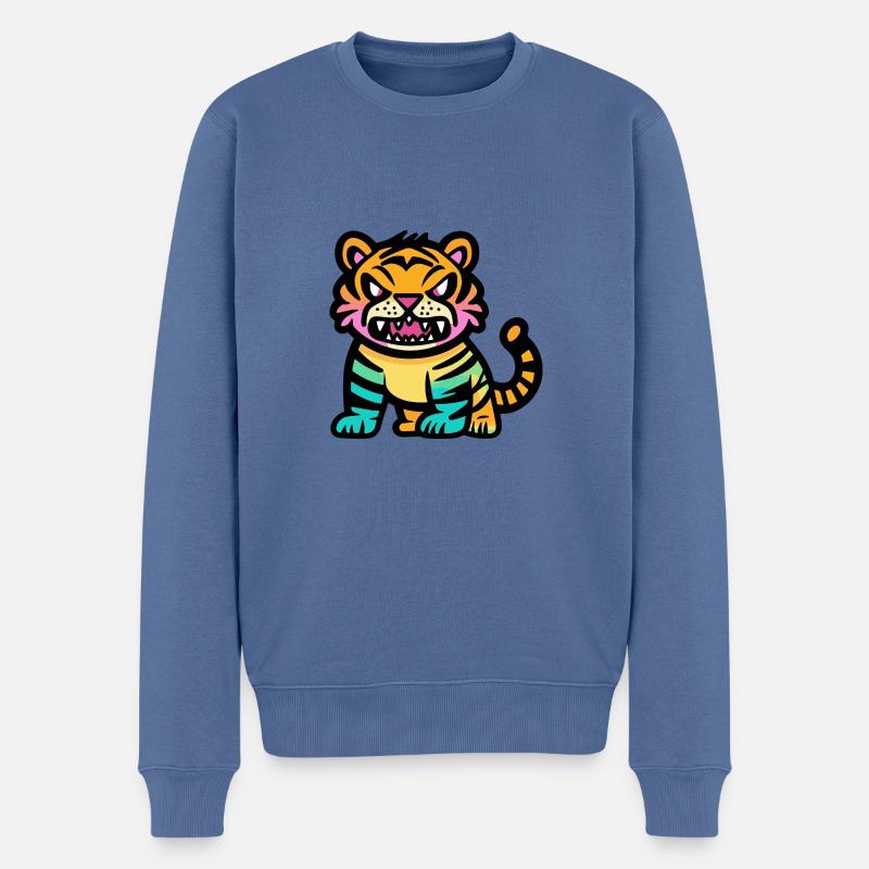 Tiger Halloween Tier - Männer Premium Bio Pullover - Taubenblau