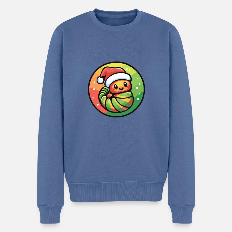 Wurm Weihnachten Christmas - Männer Premium Bio Pullover - Taubenblau