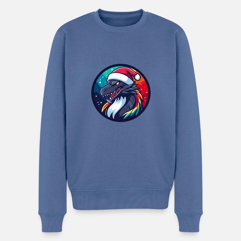 Drache Weihnachten Christmas - Männer Premium Bio Pullover - Taubenblau