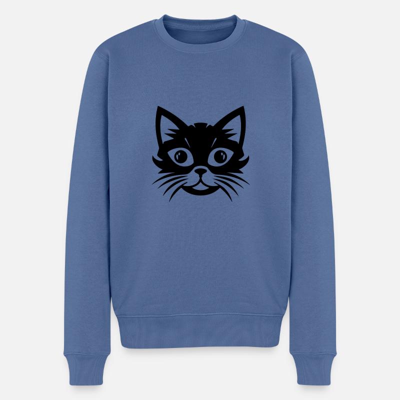 Tête de chat - Pull Premium bio Homme - bleu pigeon