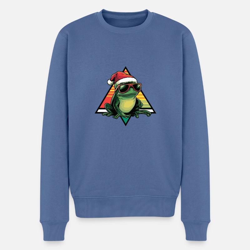 Grenouille Noël Cool - Pull Premium bio Homme - bleu pigeon