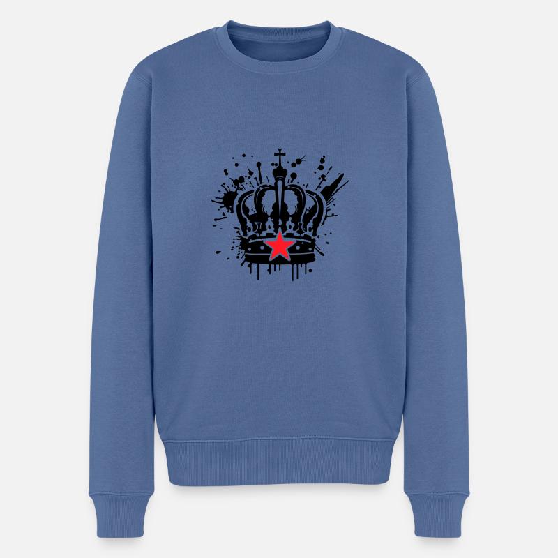 Krone King Symbol - Männer Premium Bio Pullover - Taubenblau