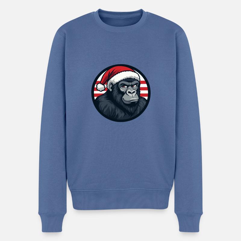 Gorille Weihnachten Noël - Pull Premium bio Homme - bleu pigeon
