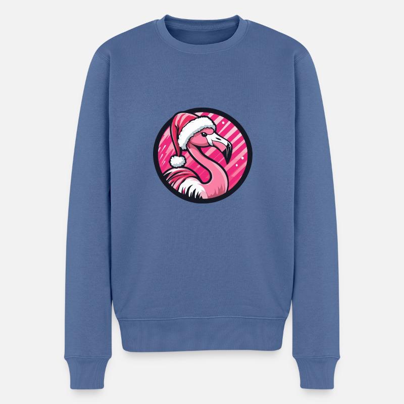 Flamingo Weihnachten Noël - Pull Premium bio Homme - bleu pigeon