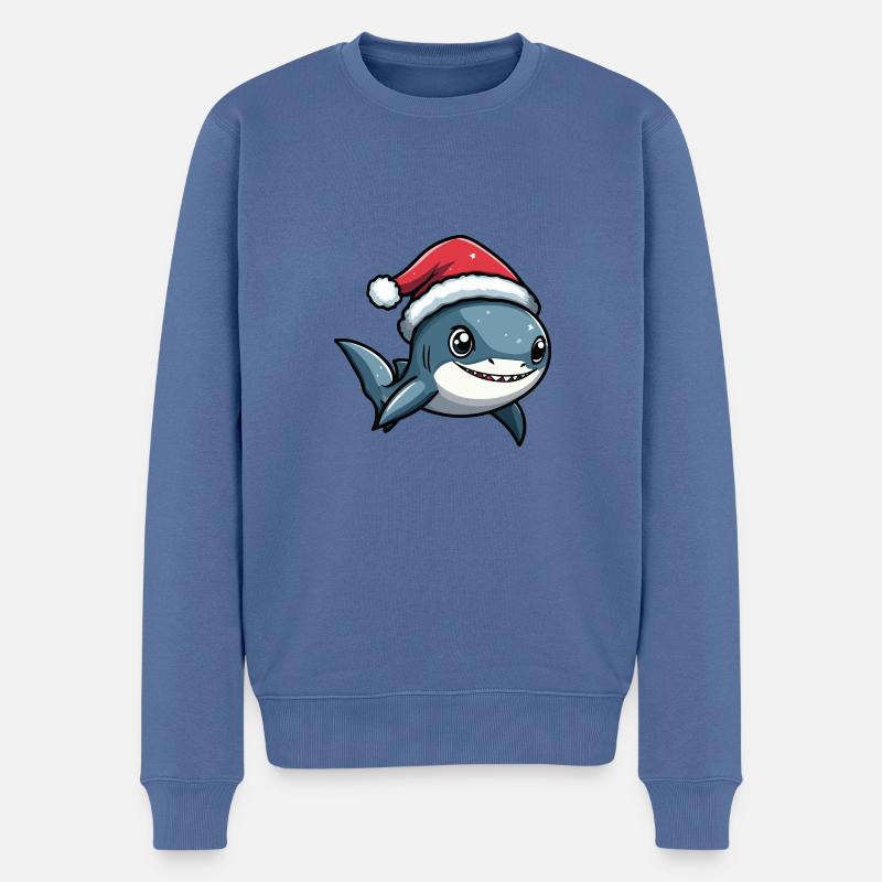 requin Noël mignon - Pull Premium bio Homme - bleu pigeon