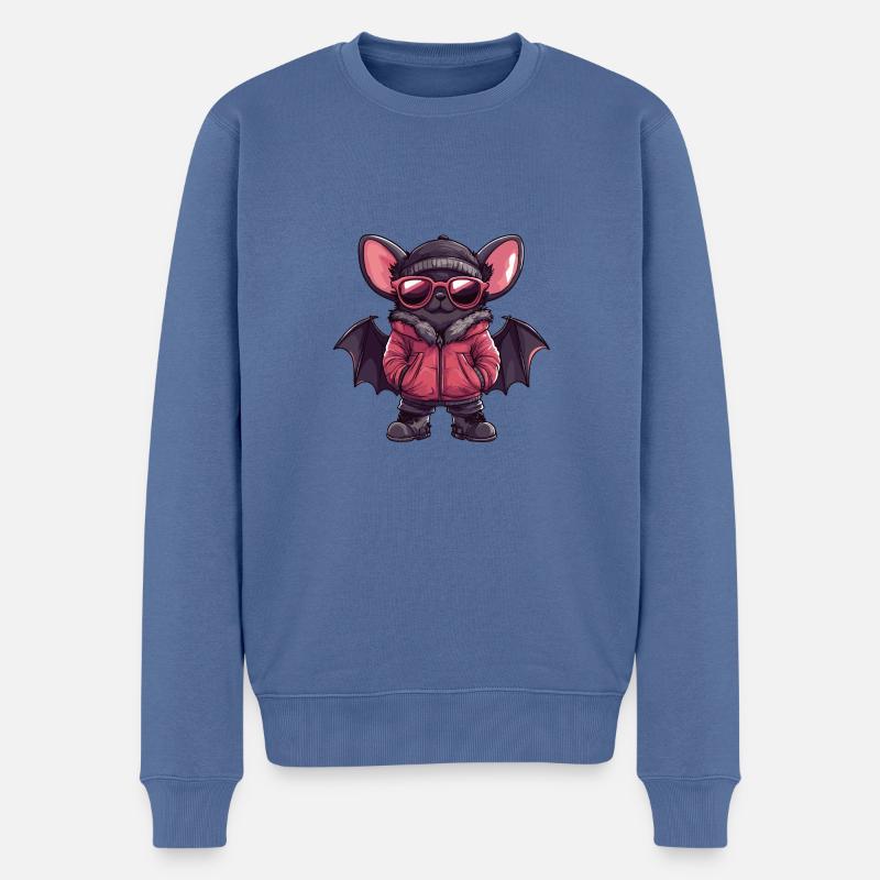 Fledermaus Winter - Männer Premium Bio Pullover - Taubenblau