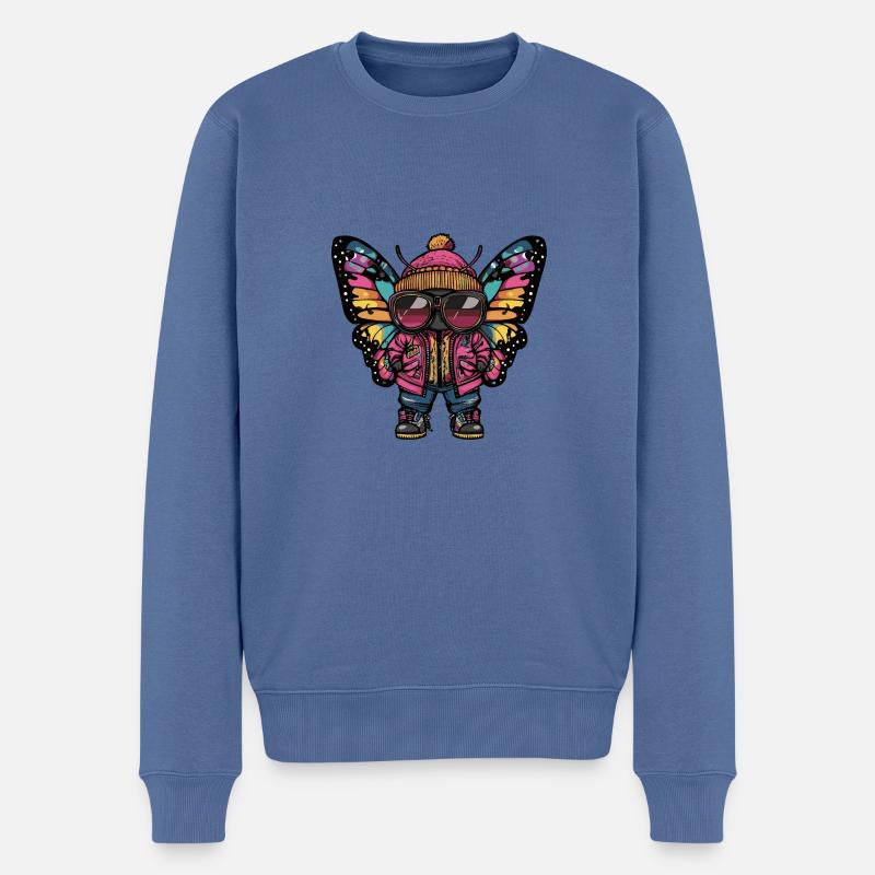 Papillon Hiver BD - Pull Premium bio Homme - bleu pigeon