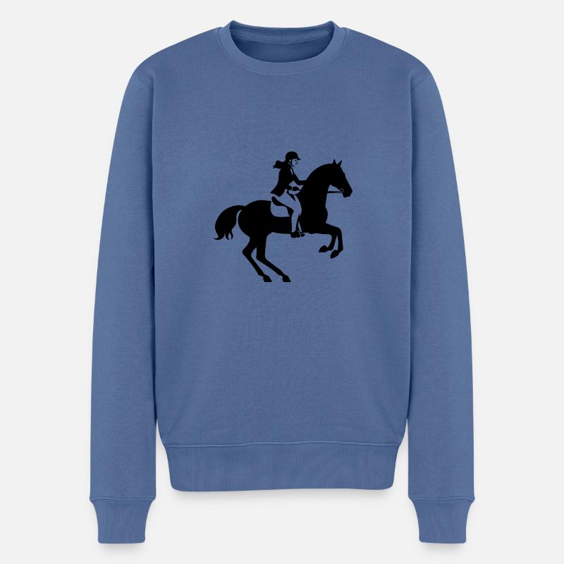 Reiten Pferd Frau Silhouette - Männer Premium Bio Pullover - Taubenblau