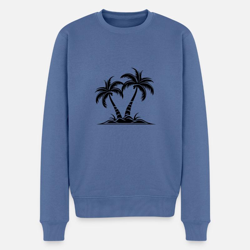 Palmen Insel - Männer Premium Bio Pullover - Taubenblau
