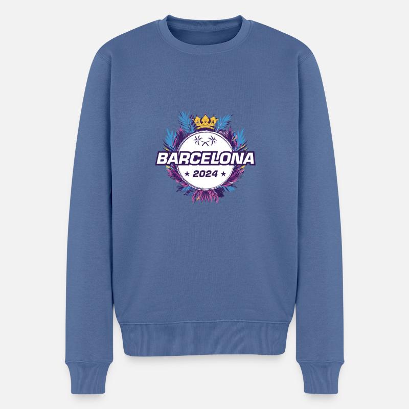 Barcelona 2024 - Männer Premium Bio Pullover - Taubenblau