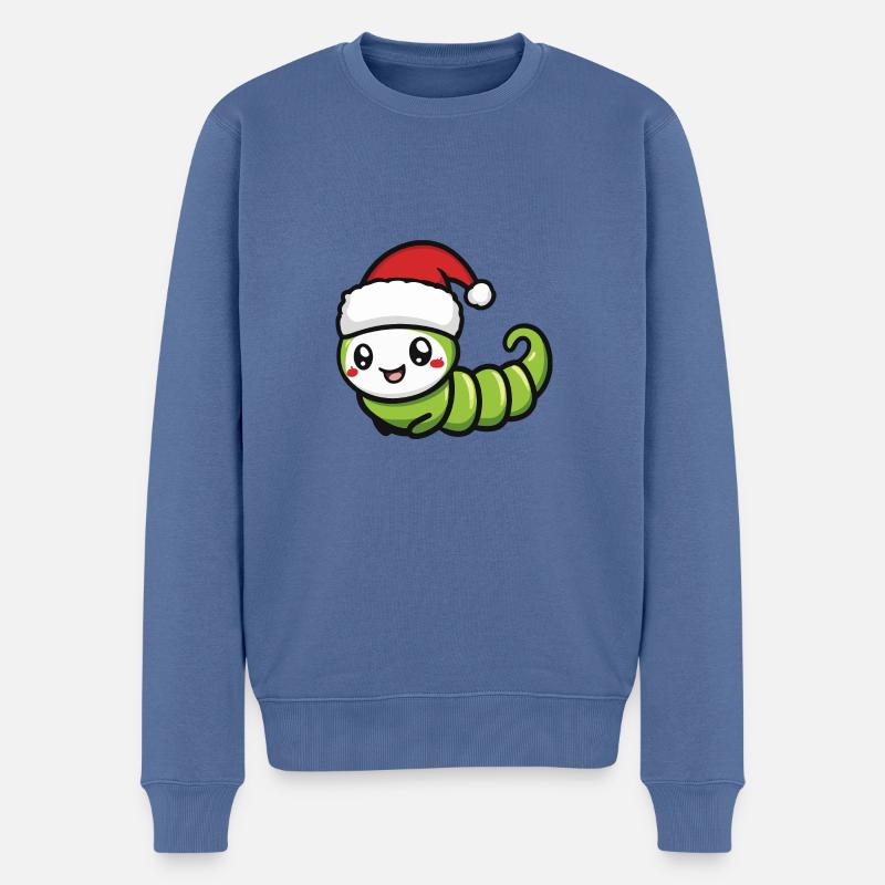 Wurm Weihnachten Niedlich - Männer Premium Bio Pullover - Taubenblau