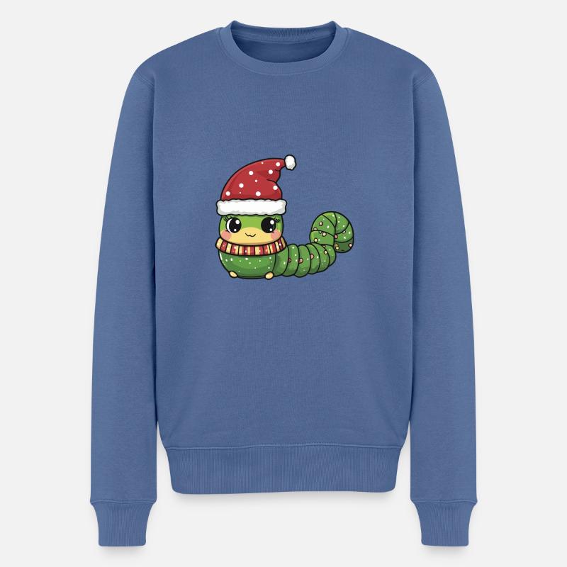 Wurm Weihnachten Comic - Männer Premium Bio Pullover - Taubenblau