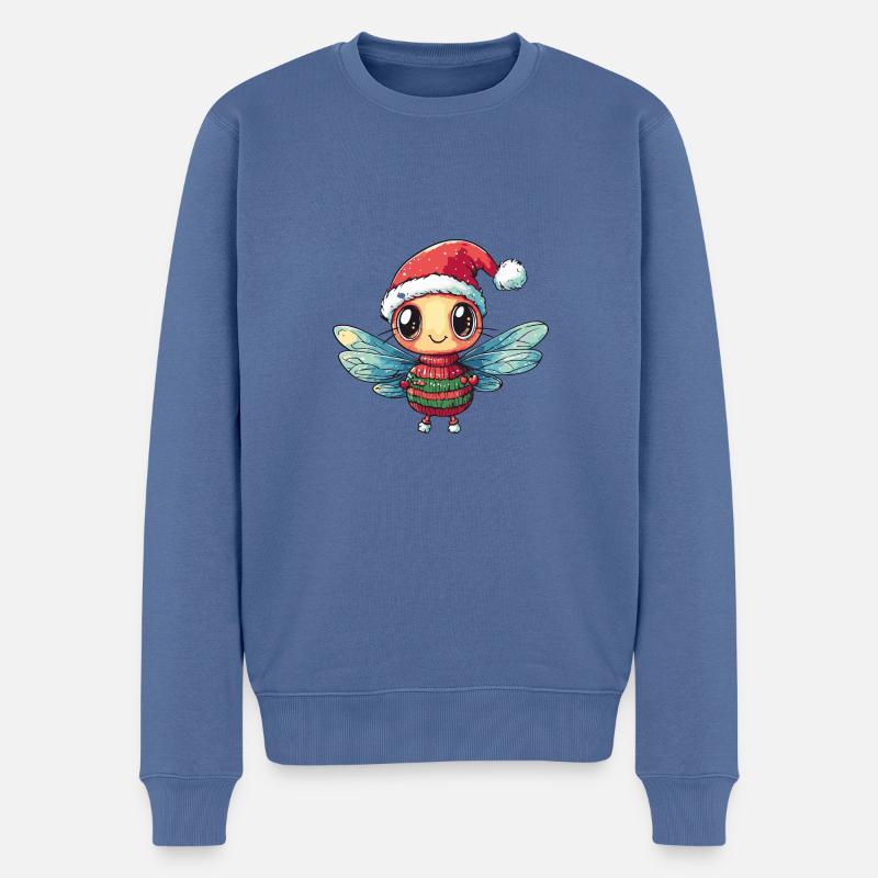 Libelle Weihnachten Comic - Männer Premium Bio Pullover - Taubenblau