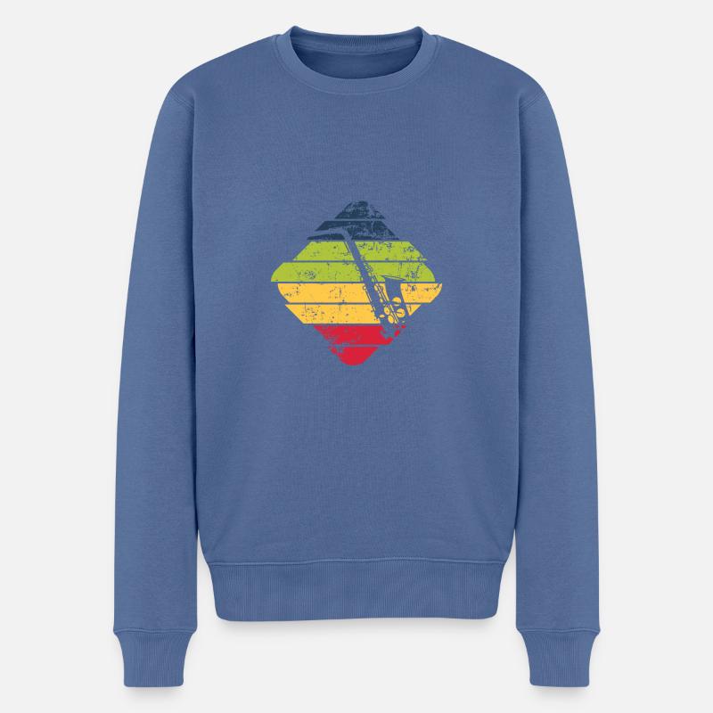Saxofon - Männer Premium Bio Pullover - Taubenblau
