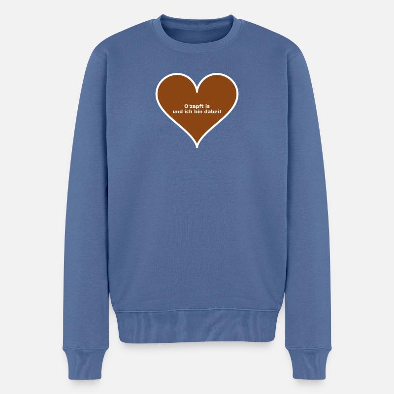 lebkuchenherz München Oktober - Männer Premium Bio Pullover - Taubenblau