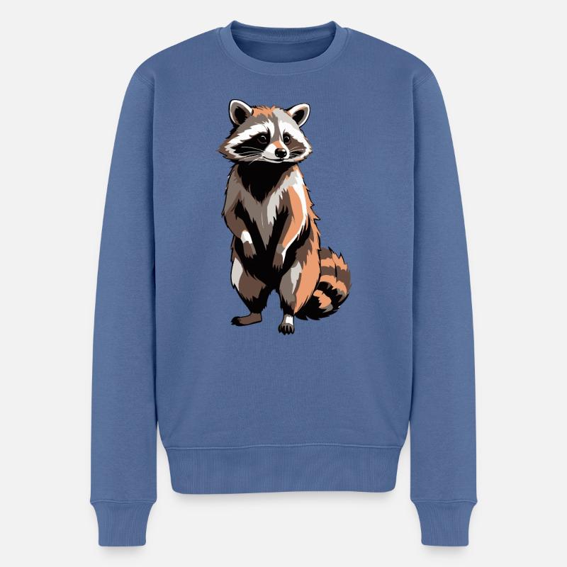 Waschbär - Cute Animal Sticker - Männer Premium Bio Pullover - Taubenblau