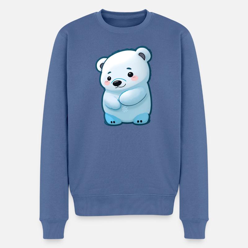 Ours polaire totalement mignon - Pull Premium bio Homme - bleu pigeon
