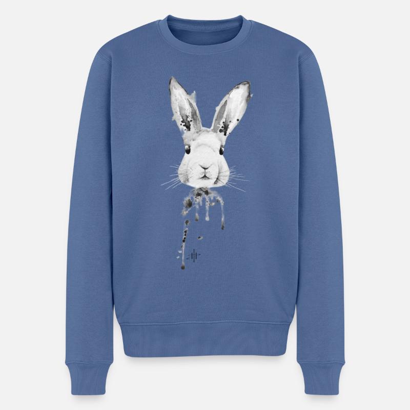 Lapin Noir Blanc - Pull Premium bio Homme - bleu pigeon