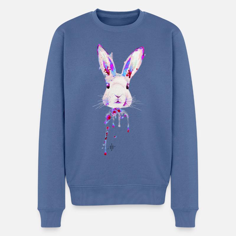 Lapin Néon Violet - Pull Premium bio Homme - bleu pigeon
