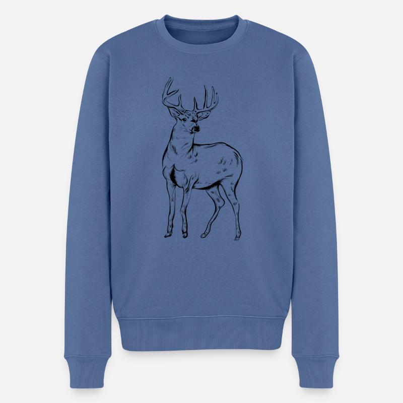 Hirsch - Männer Premium Bio Pullover - Taubenblau