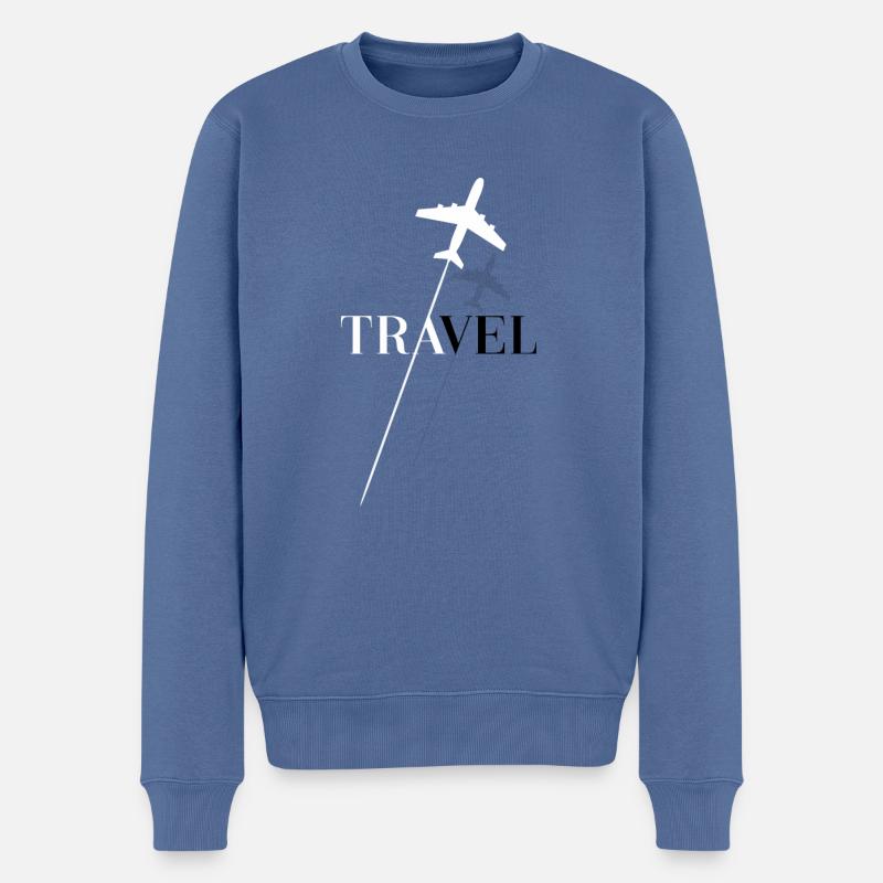 Reise - Männer Premium Bio Pullover - Taubenblau