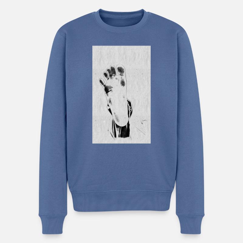 Barfuß - Männer Premium Bio Pullover - Taubenblau