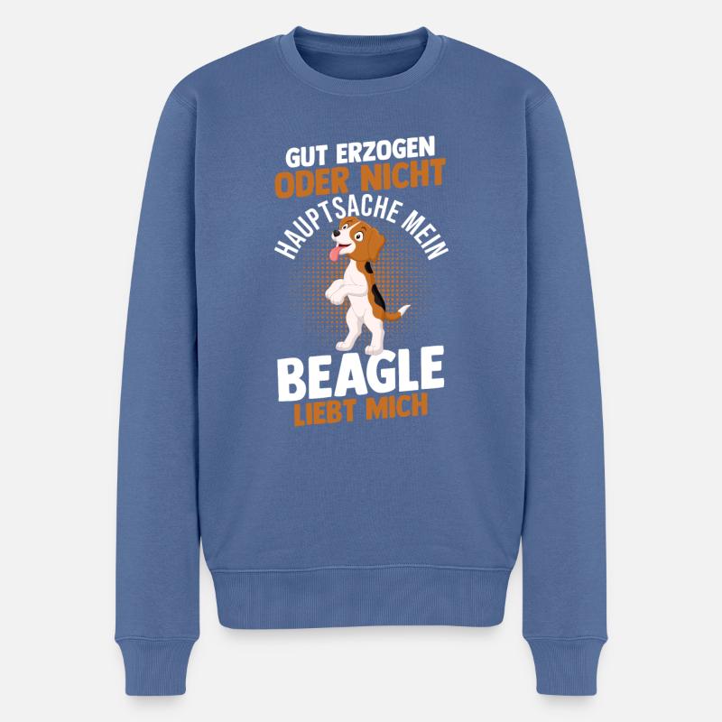 Chien Beagle - Pull Premium bio Homme - bleu pigeon