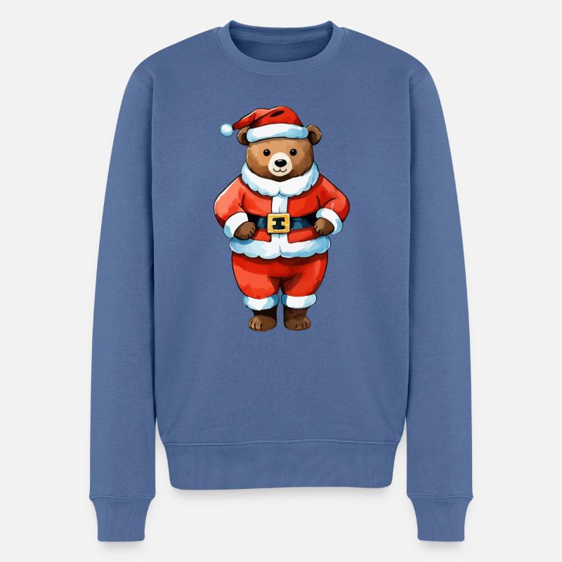 Dessin de Noël Ours - Pull Premium bio Homme - bleu pigeon