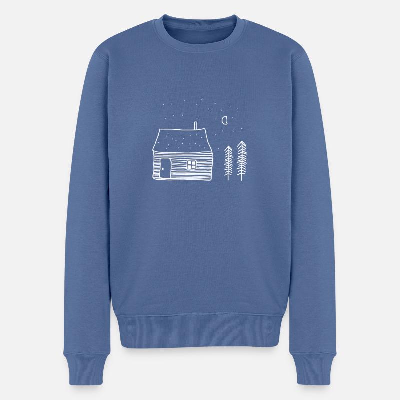 Einsame Hütte - Männer Premium Bio Pullover - Taubenblau