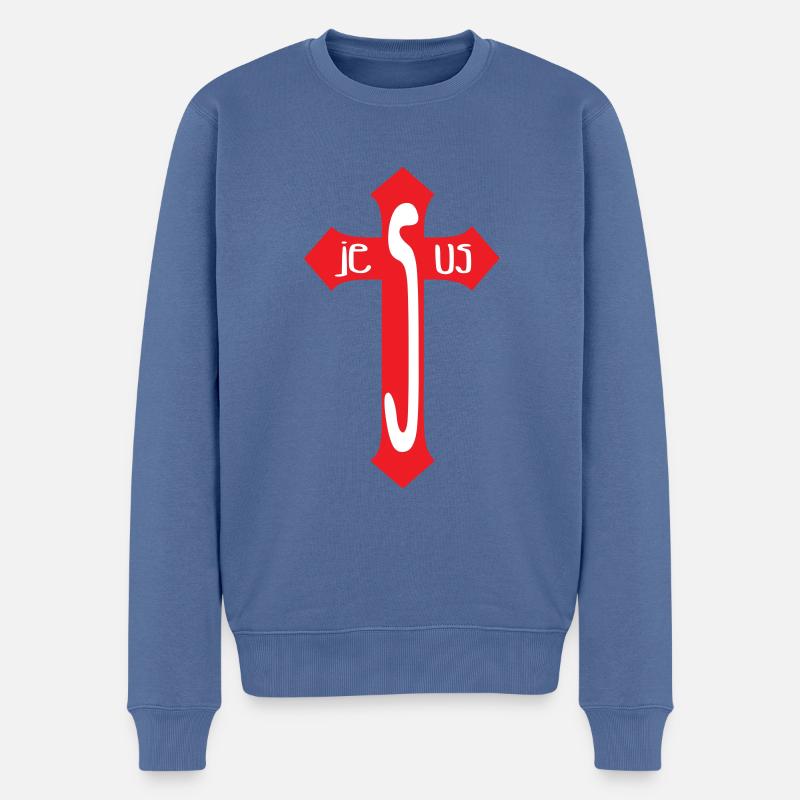 Jesus / Christentum / Katholisch - Männer Premium Bio Pullover - Taubenblau