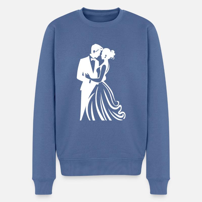 Braut Bräutigam Brautpaar Hochzeit - Männer Premium Bio Pullover - Taubenblau