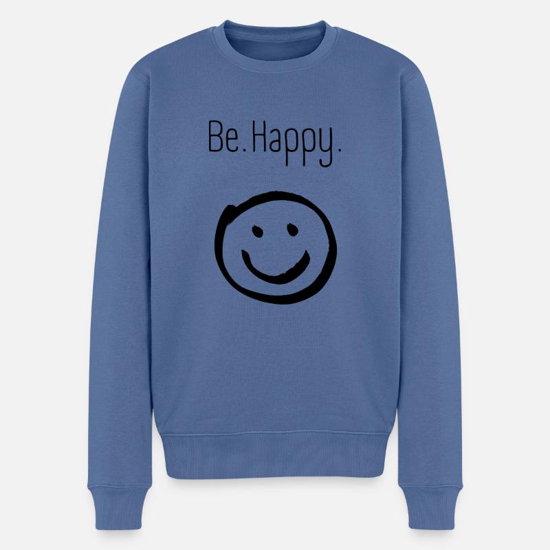 Sei glücklich - Männer Premium Bio Pullover - Taubenblau