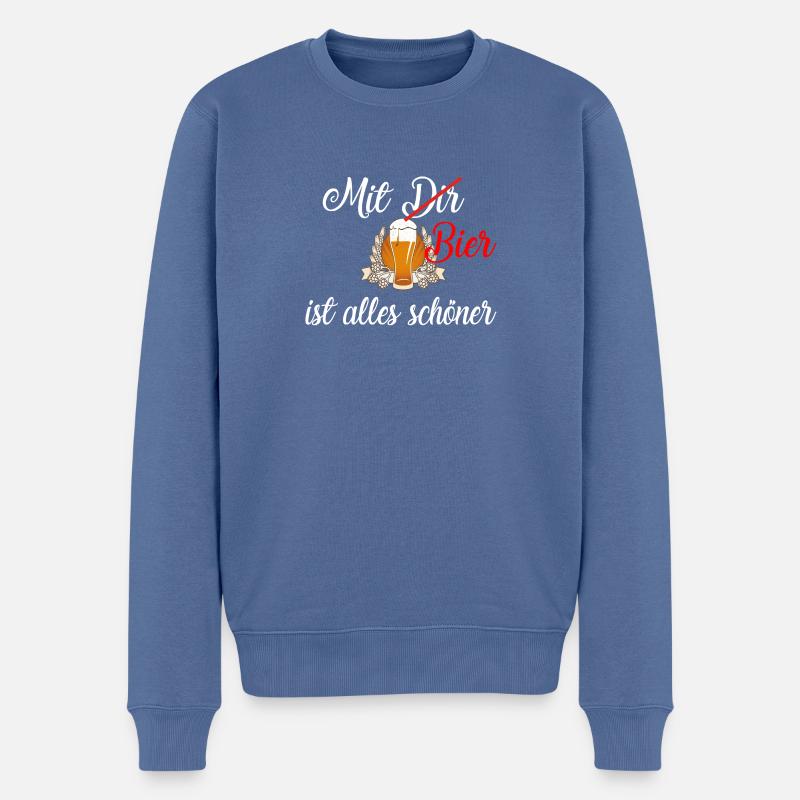 Mit Bier / Bier / Trinken / Party - Männer Premium Bio Pullover - Taubenblau