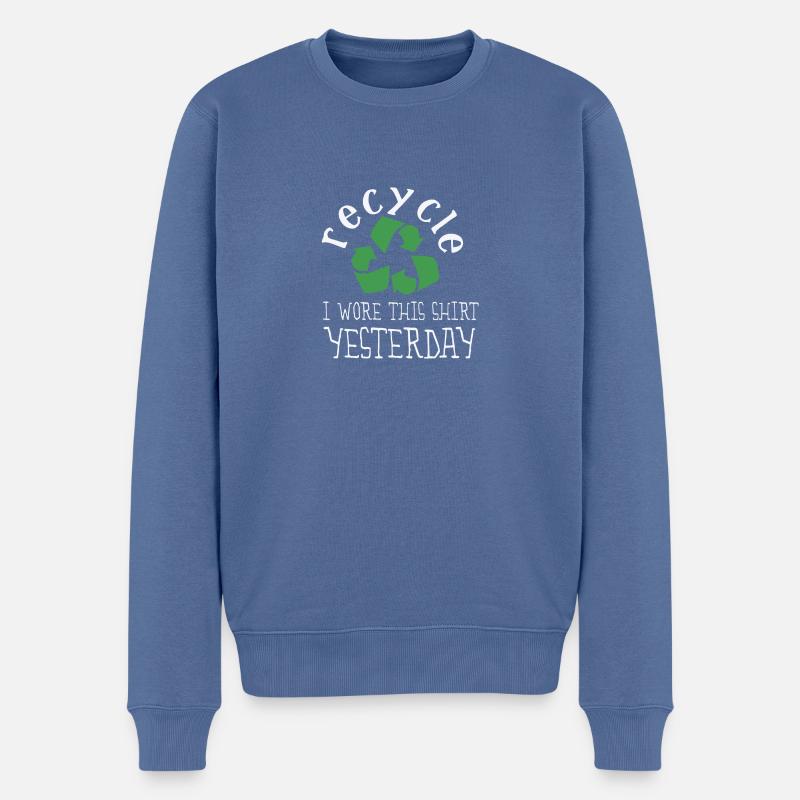 recycler - Pull Premium bio Homme - bleu pigeon