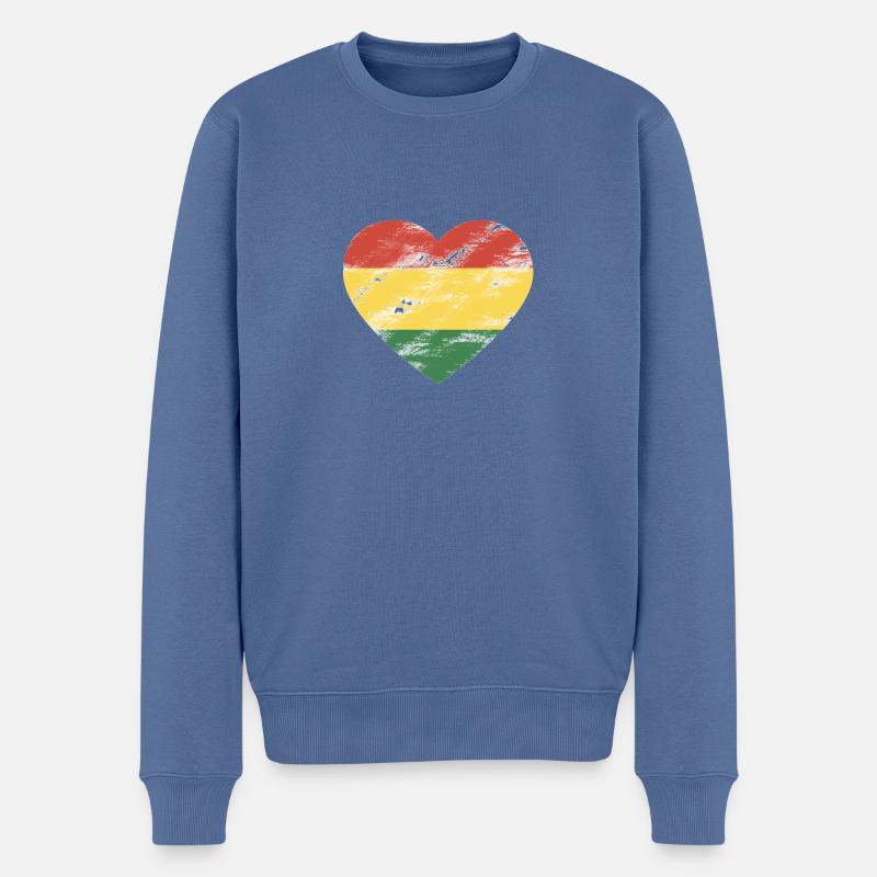 Rasta Herz - Männer Premium Bio Pullover - Taubenblau