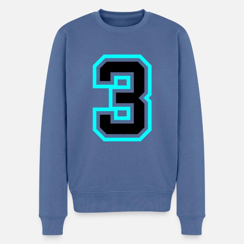 3 Zahl symbol - Männer Premium Bio Pullover - Taubenblau