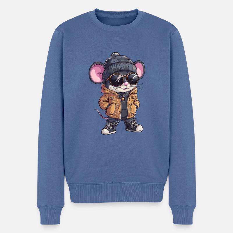 Maus Winter - Männer Premium Bio Pullover - Taubenblau